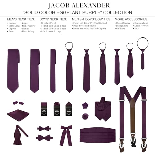 Jacob Alexander Solid Color Men's Regular Tie - Eggplant Purple - Image 5