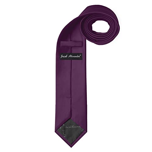 Jacob Alexander Solid Color Men's Regular Tie - Eggplant Purple - Image 2