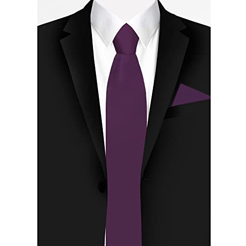 Jacob Alexander Solid Color Men's Regular Tie - Eggplant Purple - Image 3