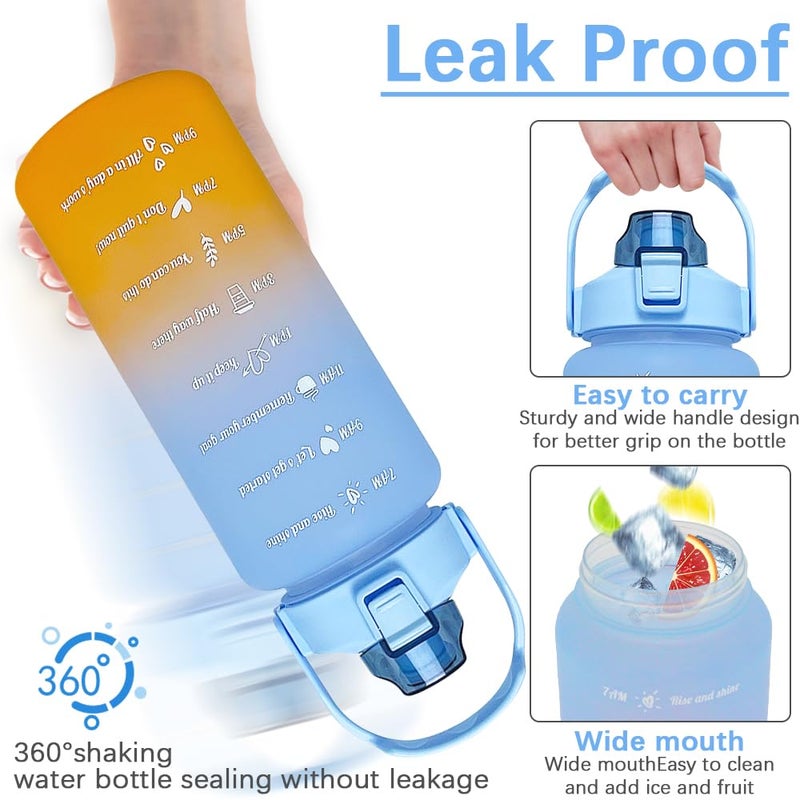 EITMOW 64 oz Large Capacity Water Bottle with Motivational Time Markers and Straw, Portable, Leakproof, BPA Free for Fitness, Gym and Outdoor Sports. (blue gradient) - Image 4