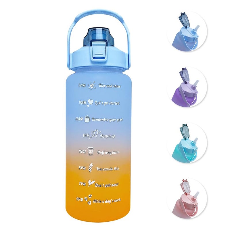 EITMOW 64 oz Large Capacity Water Bottle with Motivational Time Markers and Straw, Portable, Leakproof, BPA Free for Fitness, Gym and Outdoor Sports. (blue gradient) - Image 1
