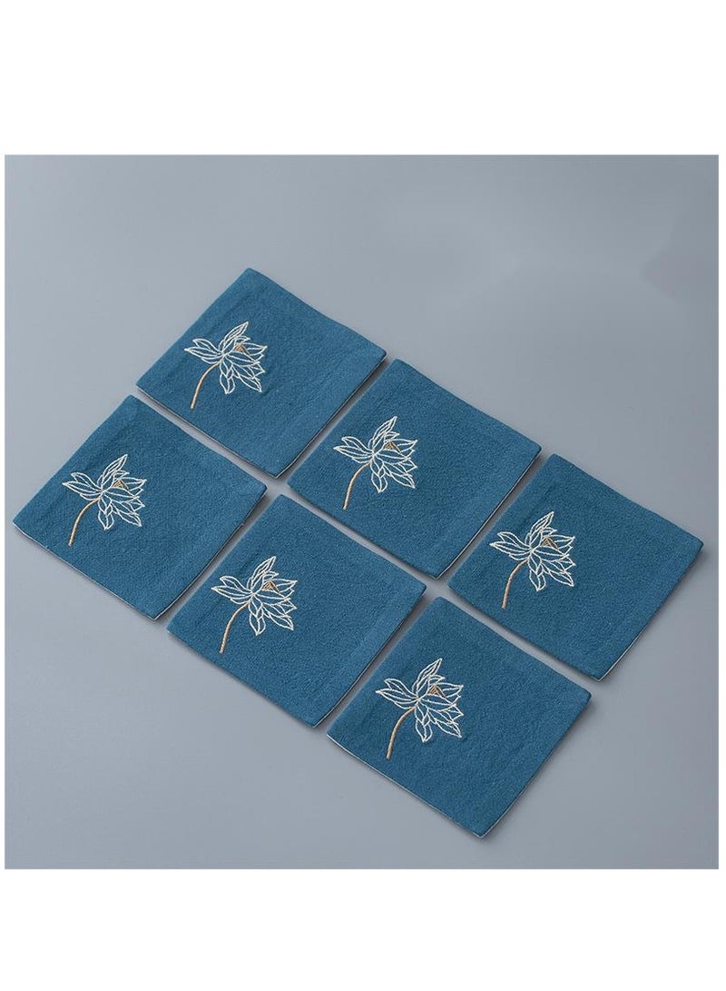 Y&D Chinese Style Cotton Linen Retro Water Absorbing Double Layer Thickened Cup Holder Fabric Embroidered Tea Cup Pad Fabric Art Cup Pad  - Image 1