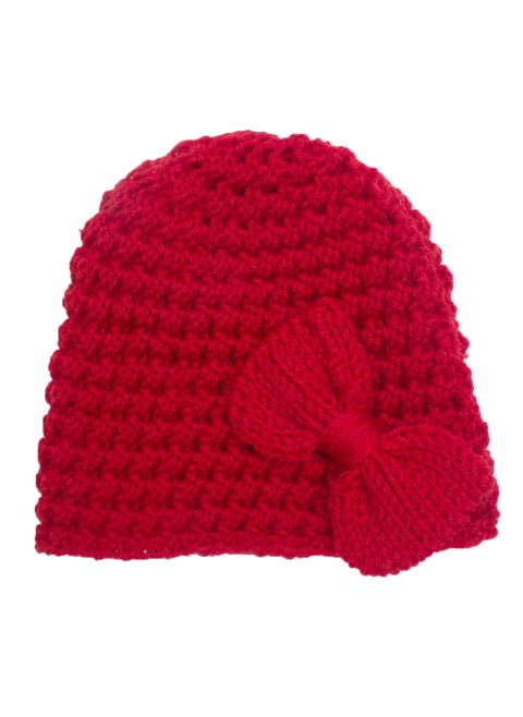 Autumn Winter Style Children Pure Color Comfortable Butterfly Knot Cover Head Hat Baby Cap Sun Protection Warm Windproof Red