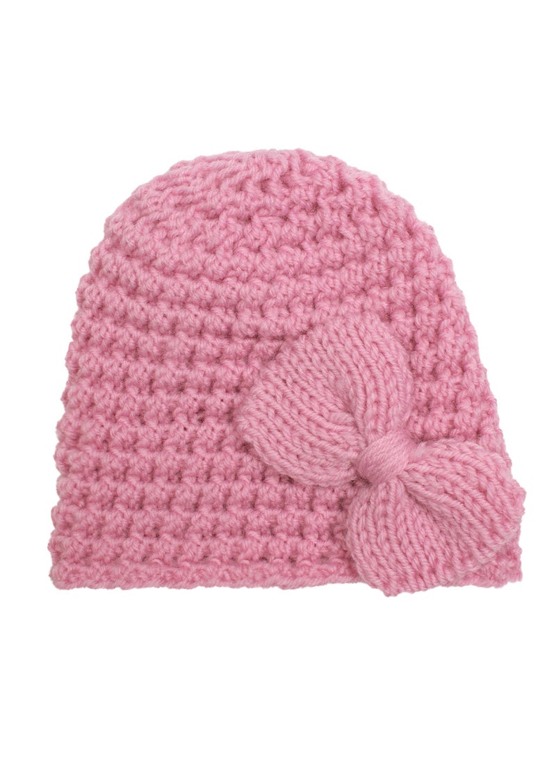 Generic - Autumn Winter Style Children Pure Color Comfortable Butterfly Knot Cover Head Hat Baby Cap Sun Protection Warm Windproof Red - Image 1