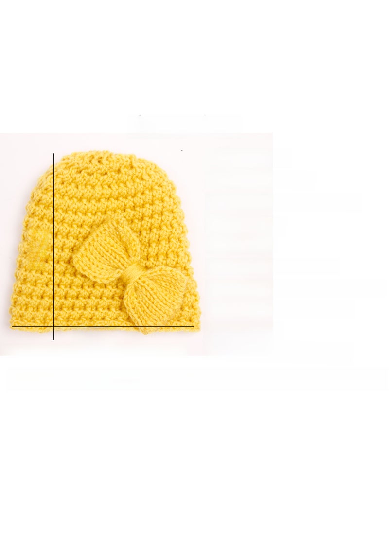 Generic - Autumn Winter Style Children Pure Color Comfortable Butterfly Knot Cover Head Hat Baby Cap Sun Protection Warm Windproof Red - Image 1