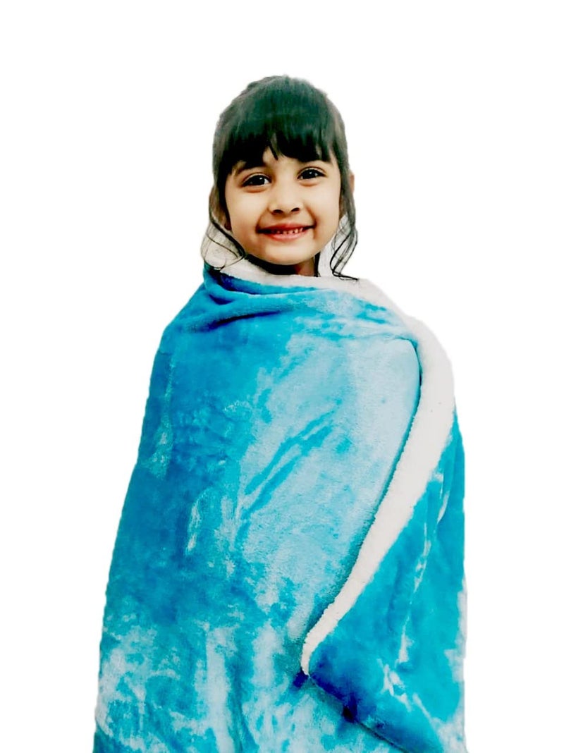VAS COLLECTIONS Flannel Sherpa Baby Blanket | 2-Layer Soft & Fluffy AC Blanket | 250 GSM, 800 g Lightweight All-Season Wrapping Sheet for Newborns (Baby Aqua, 130 × 105 cm, 3–24 Months) - Image 2
