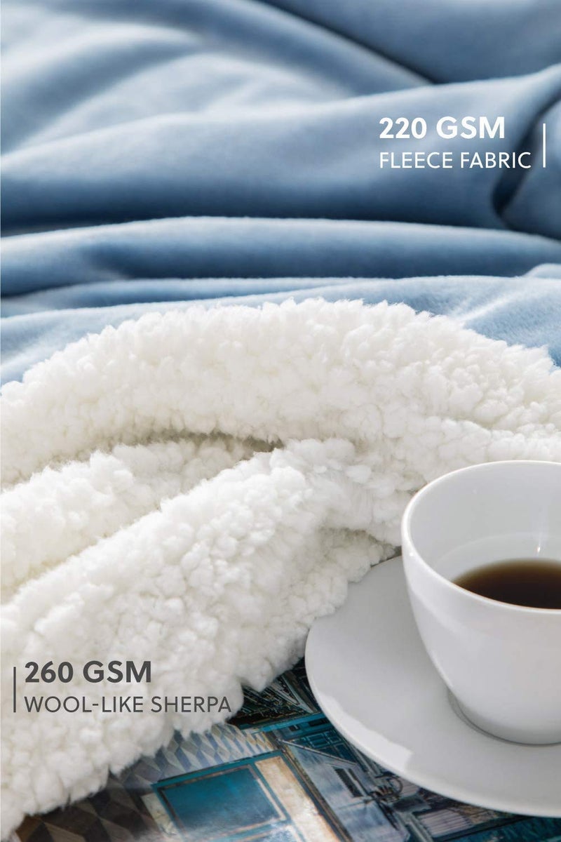 VAS COLLECTIONS Flannel Sherpa Baby Blanket | 2-Layer Soft & Fluffy AC Blanket | 250 GSM, 800 g Lightweight All-Season Wrapping Sheet for Newborns (Baby Aqua, 130 × 105 cm, 3–24 Months) - Image 4