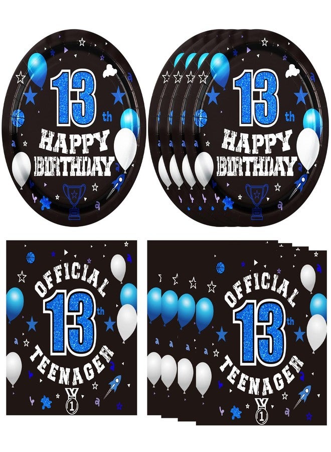 DURYGEN 40PCS 13th Birthday Decorations for Boys 13th Birthday Plates and Napkins Set Disposable Blue 13th Birthday Tableware 13th Birthday Party Supplies for Kids Teenager Favors Serves 20 - Image 1