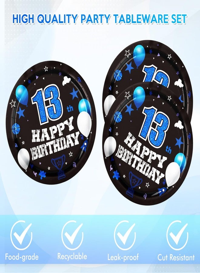 DURYGEN 40PCS 13th Birthday Decorations for Boys 13th Birthday Plates and Napkins Set Disposable Blue 13th Birthday Tableware 13th Birthday Party Supplies for Kids Teenager Favors Serves 20 - Image 3