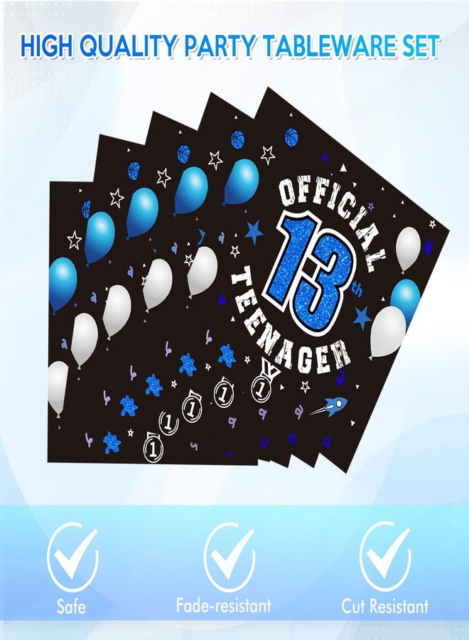 DURYGEN 40PCS 13th Birthday Decorations for Boys 13th Birthday Plates and Napkins Set Disposable Blue 13th Birthday Tableware 13th Birthday Party Supplies for Kids Teenager Favors Serves 20 - Image 4