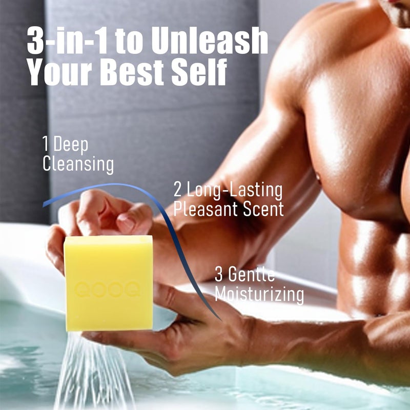 QOOQ Essential Oil Infused The Perfect Natural Bar Soap for Men Handcrafted for 12Hour Deodorization Smell Fresh Distinctive and Refined Safe for Sensitive Skin - Image 3