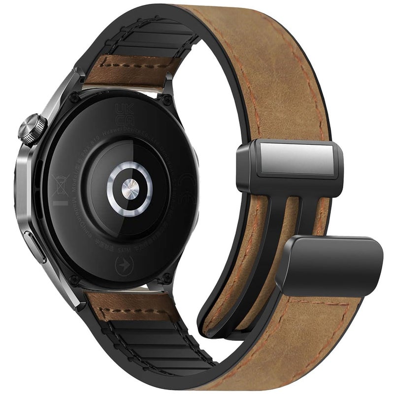 SUMK Leather Magnetic Watch Strap 22mm Compatible with Huawei GT5/GT4/GT3/GT3 Pro/GT2 Pro/Watch 3 and Samsung Galaxy Watch 3 45mm - Image 1