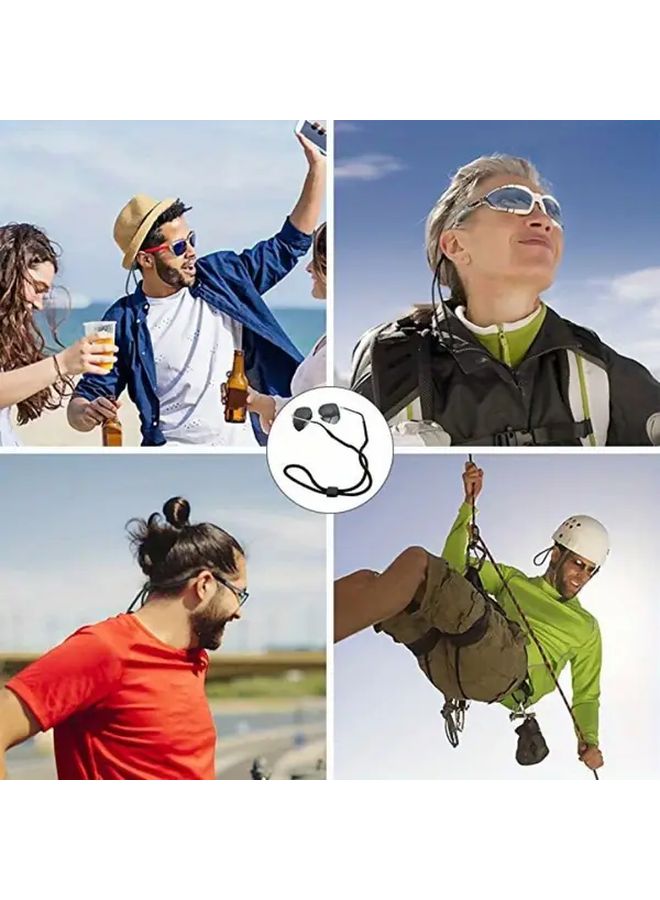 Black Adjustable Glasses Strap with Retractable Cord for Sports Swimming - Image 2