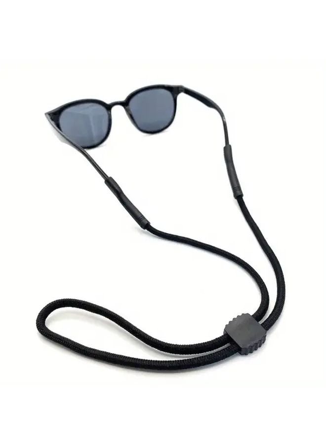 Black Adjustable Glasses Strap with Retractable Cord for Sports Swimming - Image 1