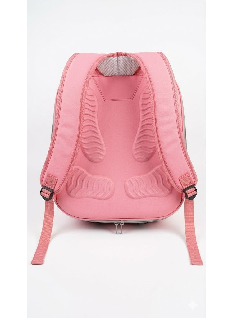 حقيبة ظهر وردية اللون لحمل الحيوانات الأليفة، بتصميم فقاعي شفاف مع ألواح شبكية تسمح بالتهوية، وأحزمة كتف مبطنة للقطط والكلاب الصغيرة. - Image 1