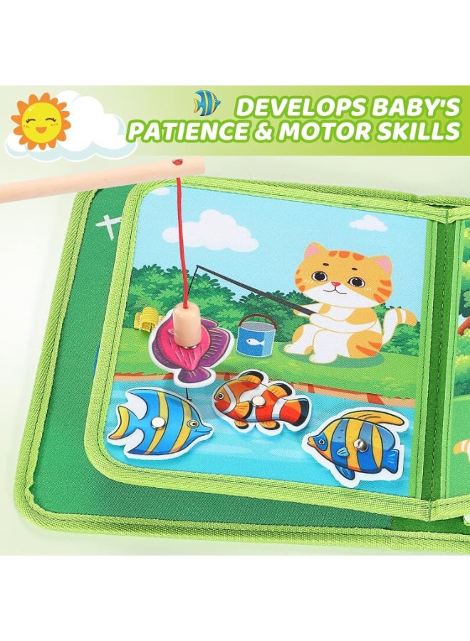 LBMT كتاب مشغول للأطفال الصغار من عمر 1 إلى 5 سنوات،لعبة طائرة مونتيسوري، لوحة مشغولة للأطفال بعمر 1+ عامًا مع لعبة صيد الأسماك، مهارة حركية لدمية الإصبع، كتاب حسي للأنشطة الهادئة للتعلم التعليمي، هدية عيد ميلاد لصبي وفتاة من عمر 1 إلى 5 سنوات - Image 4