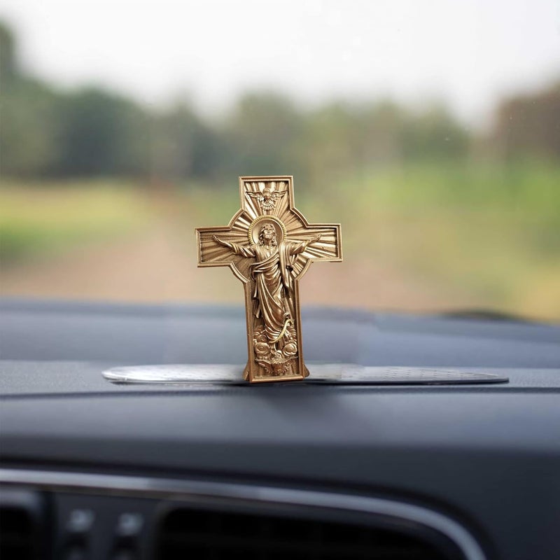 Spillbox Car Dashboard IdolCar AccessoriesCar Dashboard Decoration ItemsPerfect for Christmas Giftingcar Dashboard DecorDecorative Showpiece for HomeOffice and Car Jesus Cross Gold