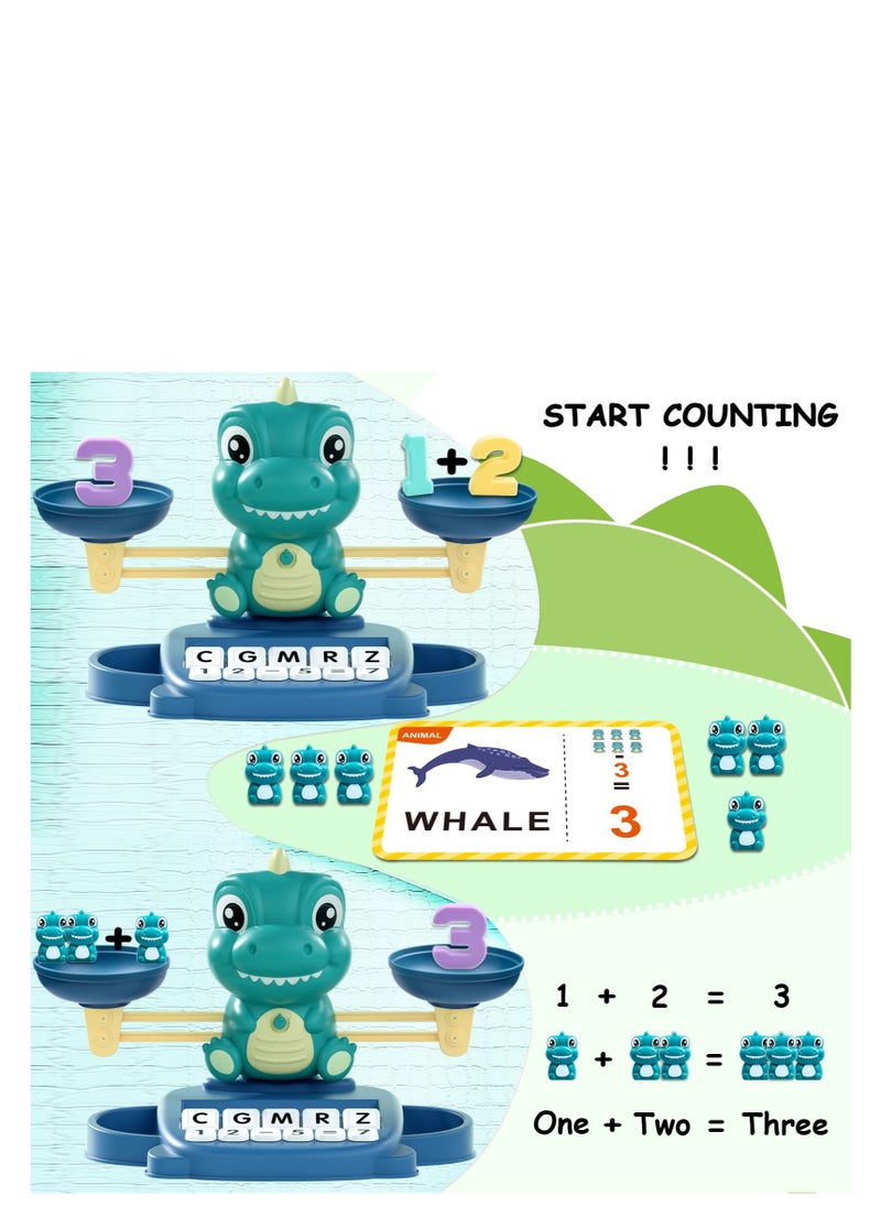 SYOSI Dinosaur Math Balance Toys, Dinosaur Kindergarten Preschool Learning Activities Math Counting Matching Letter Toys   Toddler Educational Toys for 3 4 5 6 7 Year Olds Boys Birthday Gift Game  - Image 3
