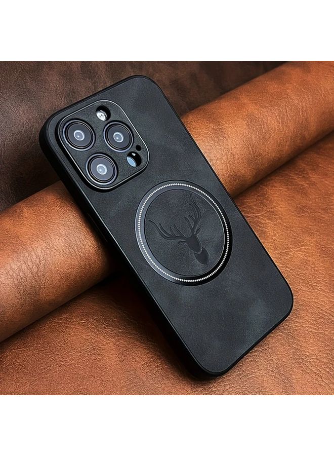 Light Brown Luxury Retro Faux Sheepskin Magnetic Wireless Charging Case For IPhone 16 Plus - Image 3