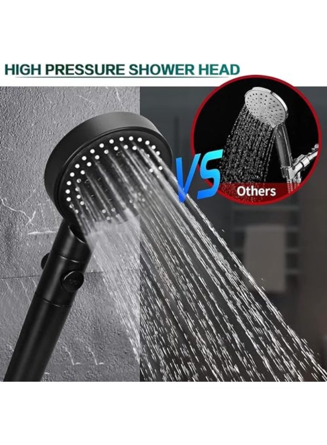 High Pressure Shower Heads 5-Speed Adjustment,Hand Held Shower Head With Hose,One-Touch Switch Bathroom Shower Nozzle-Easy to Install Filtered Booster Hand Shower (Black) - Image 5