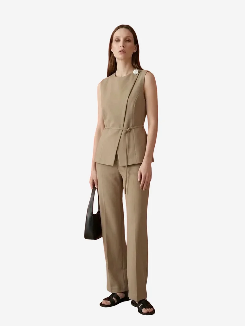 ماي فاشن MY FASHION Belted crepe waistcoat