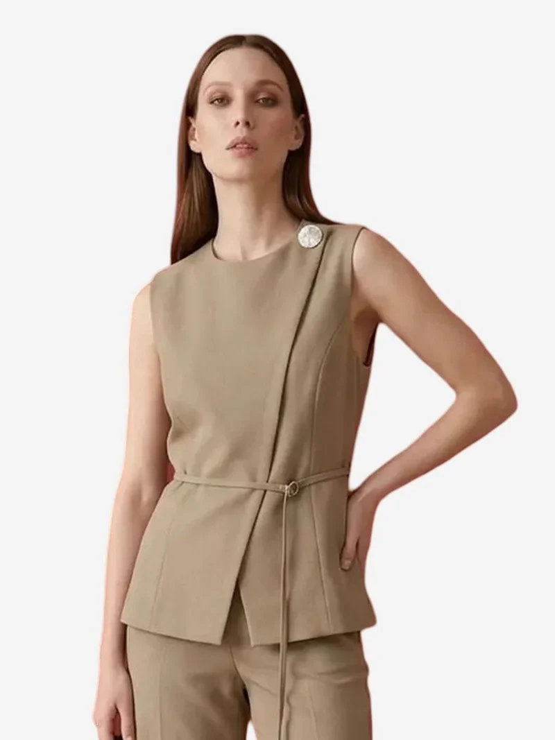 ماي فاشن MY FASHION Belted crepe waistcoat