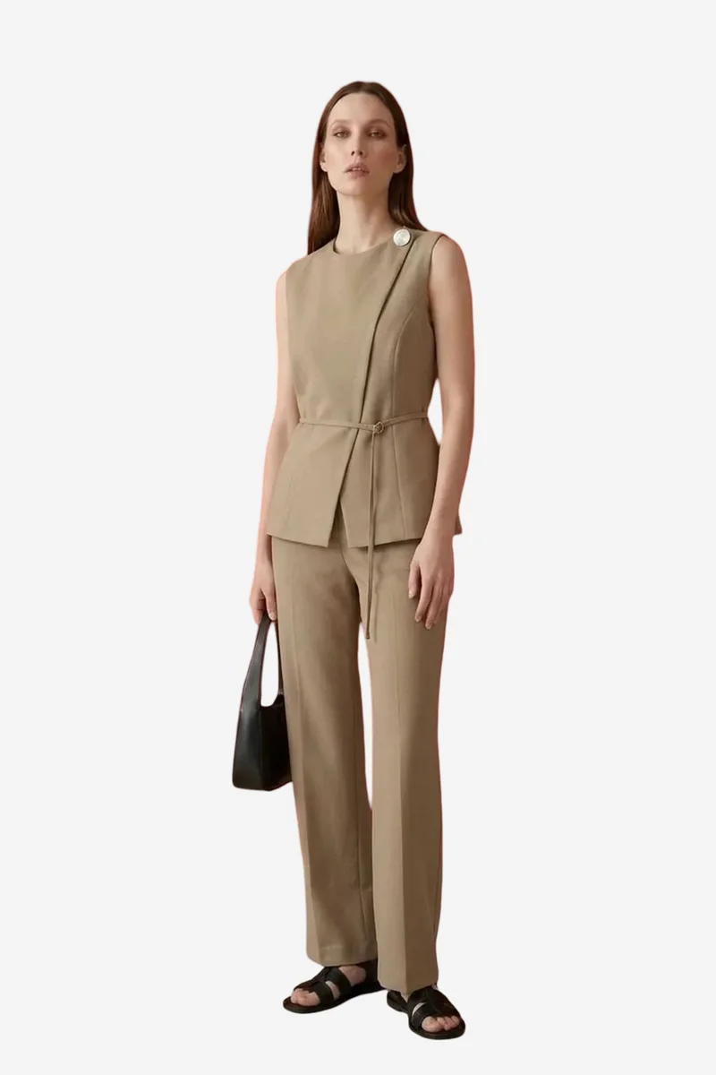 My Fashion MY FASHION Belted crepe waistcoat