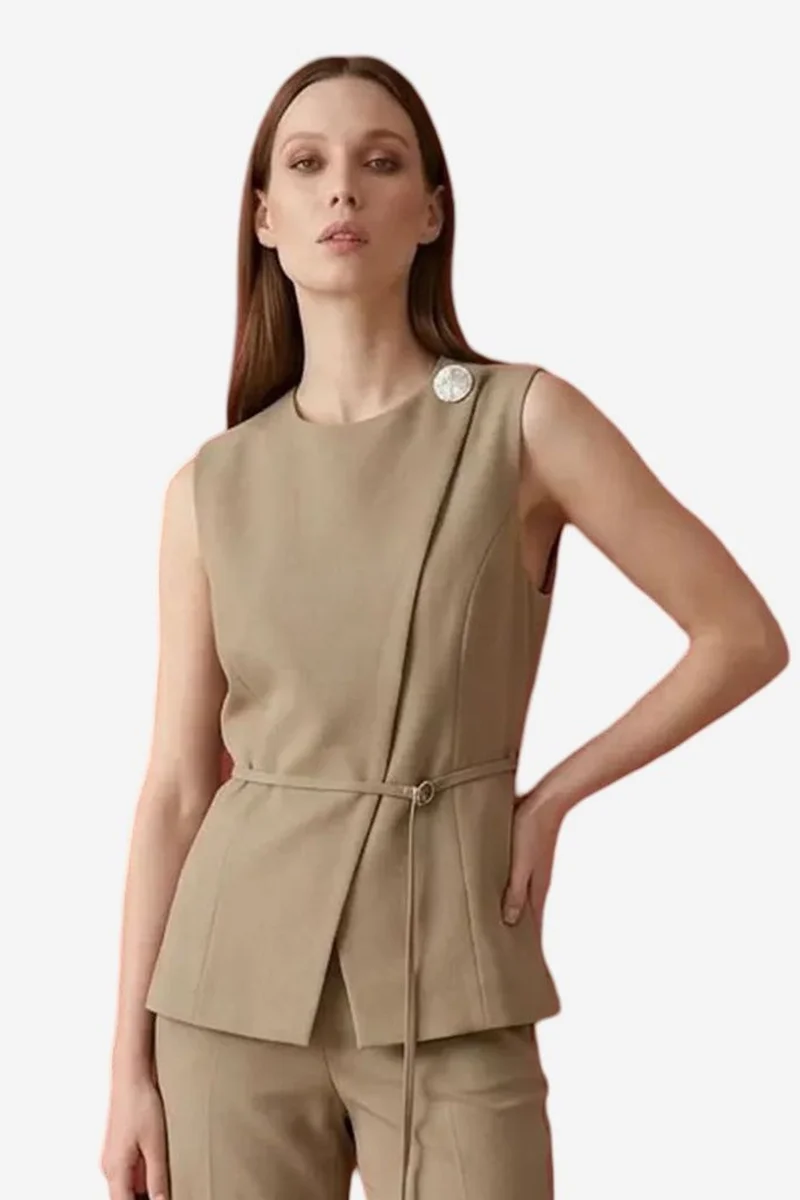 My Fashion MY FASHION Belted crepe waistcoat