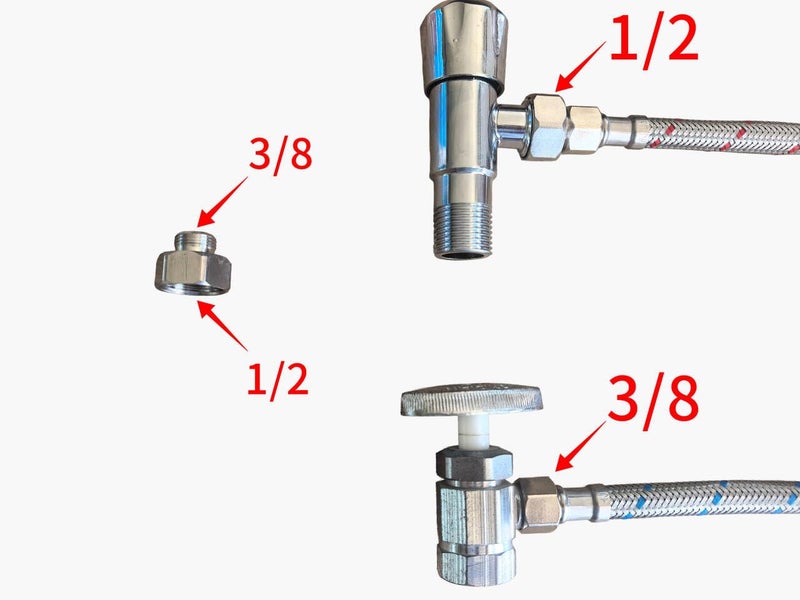 Klabb 32-Inch Stainless Steel Braided Faucet Supply Line, 3/8" Compression Inlet with 1/2" Adapter and M10 Faucet Connection for Bathroom & Kitchen Sinks - Image 2