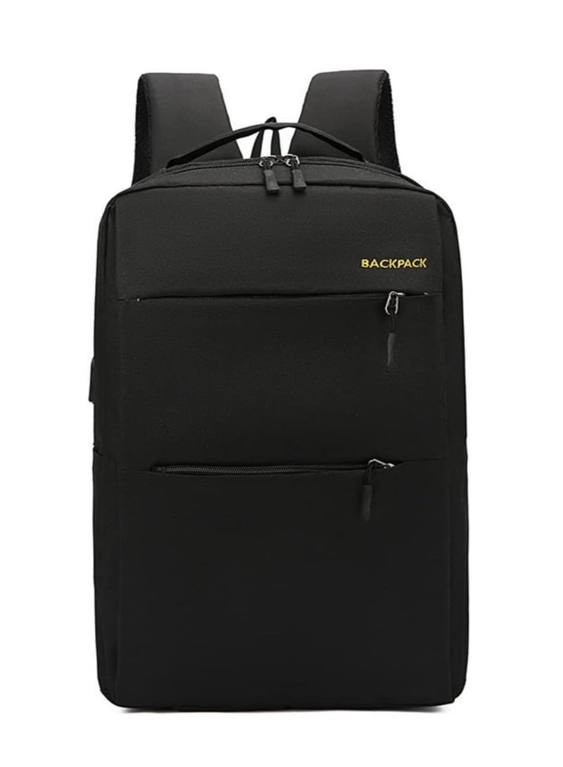 Backpacker Men's laptop backpack, waterproof, fashion school, backpack with USB charging port,  14 inch Black  Laptop Bag for Women, Boys, Leisure, Work, Travel Backpack - Image 1
