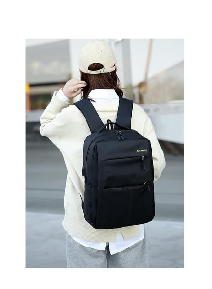 Backpacker Men's laptop backpack, waterproof, fashion school, backpack with USB charging port,  14 inch Black  Laptop Bag for Women, Boys, Leisure, Work, Travel Backpack - Image 2