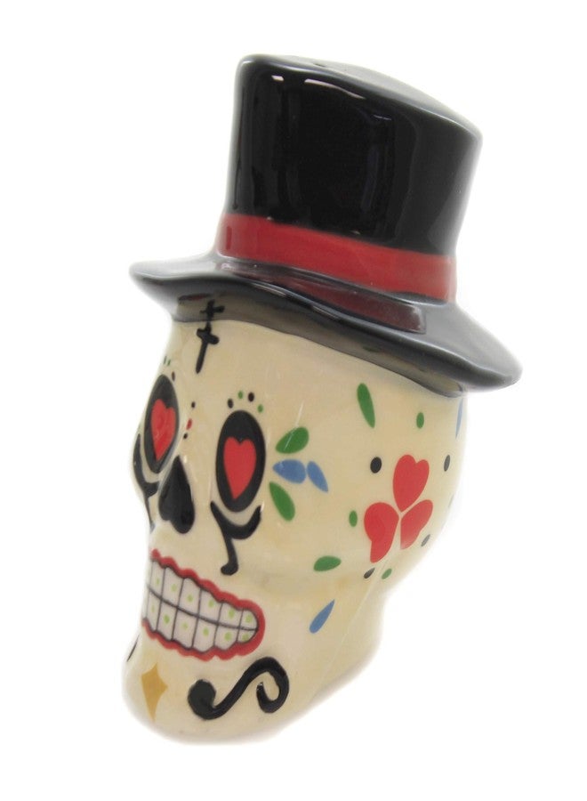 Pacific Giftware Day of The Dead Bride and Groom Skulls Ceramic Salt and Pepper Shakers - Image 3