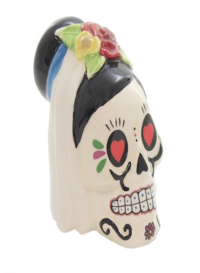 Pacific Giftware Day of The Dead Bride and Groom Skulls Ceramic Salt and Pepper Shakers - Image 4