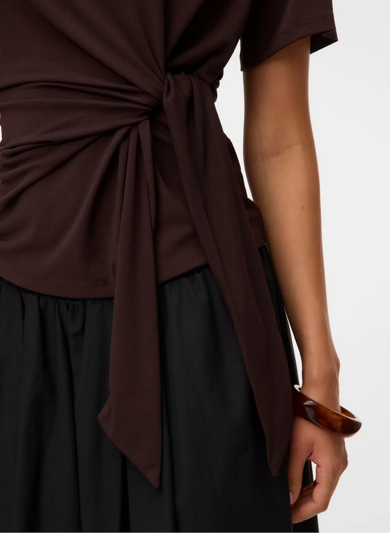 Vero Moda  Jill Knotted Short Sleeve Top for Women | Best Price UAE