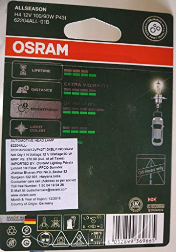 Osram H4 All Season Rallye 62204ALL for Car Halogen Headlight Bulb (12V, 100/90W, Yellow) - Image 4