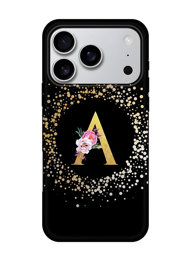 Stylizedd Tough Pro Magnetic Case for iPhone 17 Pro, Dual Layer hybrid PC + TPU Mobile Cover Matte - Custom Monogram Floral - A ( Black )