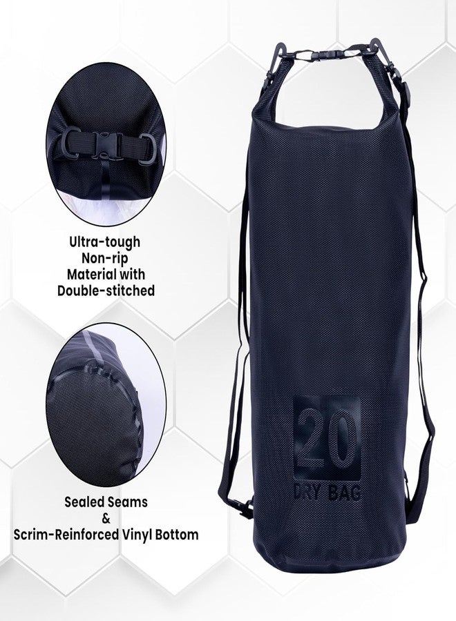 Divik Waterproof Dry Storage Bag Roll Top 5L-20L | PVC Camping & Outdoor Bag for Travel, Hiking, Trekking, Rafting & Beach | Black (1Pcs) (20L) - Image 5