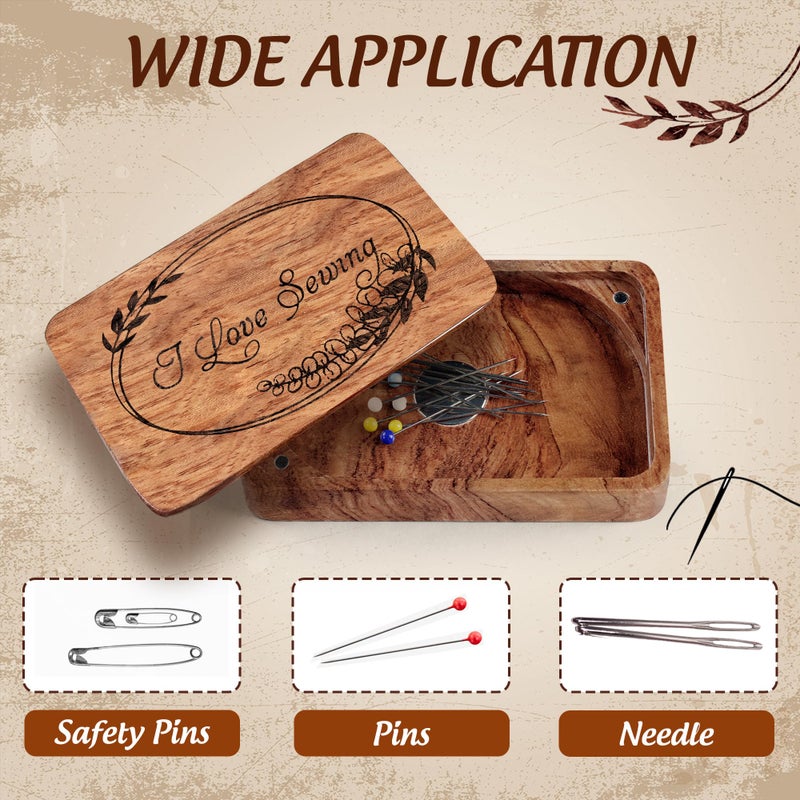 SAVINA Sewing Needle Storage Box - DIY Wooden Sewing Pins Organizer. Perfect For Quilters, Sewers, Tailors (1 Pieces) - Image 3