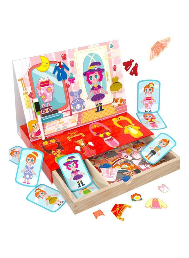 Children's Educational Magnetic Cartoon Princess Dress-up Animal Spelling Multi-function Double-sided Drawing Board Puzzle Girl Gift Box-Color:Drawer-Cartoon Little Girl Dress Up (Drawer Box) - Image 5