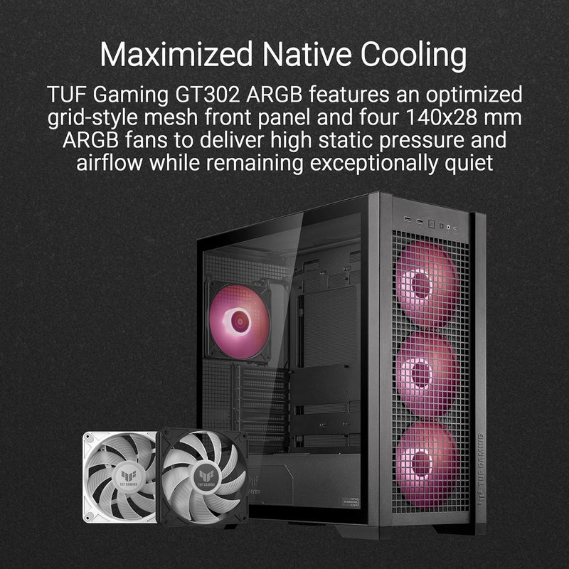 TUF Gaming GT302 ARGB ATX mid-tower case is designed for mainstream users who are looking for thermal performance with optimal compatibility case, and it's compatible with hidden connector MB - Image 2