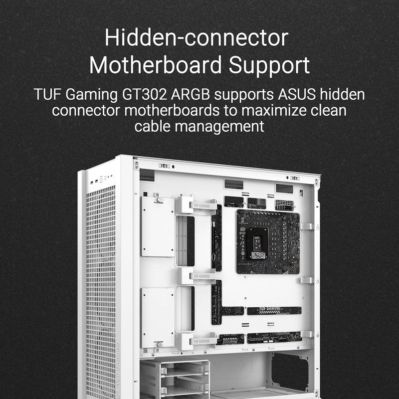 TUF Gaming GT302 ARGB ATX mid-tower case is designed for mainstream users who are looking for thermal performance with optimal compatibility case, and it's compatible with hidden connector MB - Image 5
