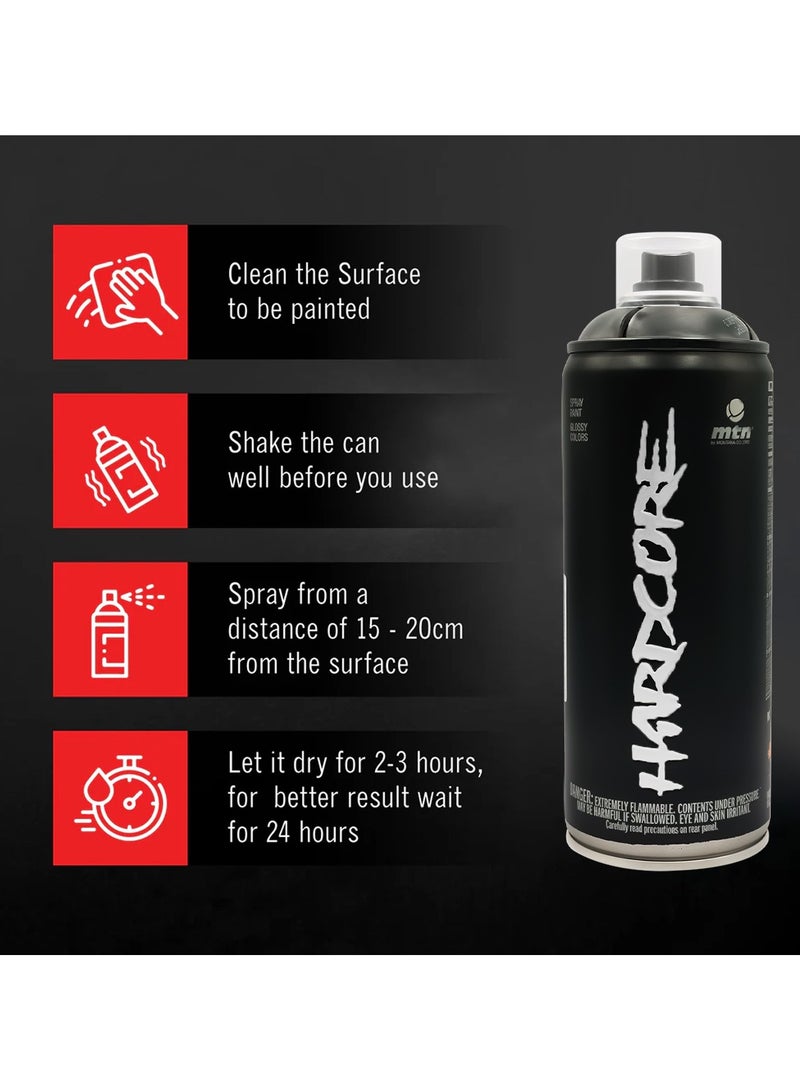 HARDCORE Montana Hardcore 400ml Spray Paint High Gloss Quick Dry Multi Surface For Metal Wood Automotive And Home Decor - Image 5