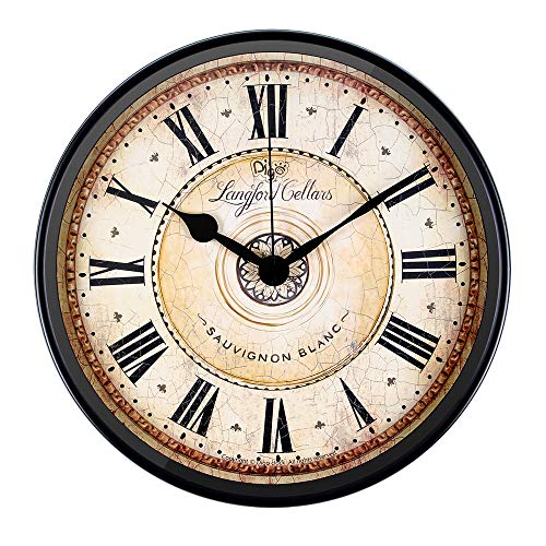 Justup Wall Clock, 12 inch Metal Black Wall Clock European Style Retro Vintage Clock Non - Ticking Whisper Quiet Battery Operated with HD Glass Easy to Read for Indoor Decor (Black 12') - Image 1
