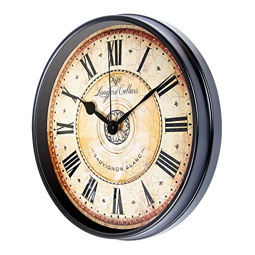 Justup Wall Clock, 12 inch Metal Black Wall Clock European Style Retro Vintage Clock Non - Ticking Whisper Quiet Battery Operated with HD Glass Easy to Read for Indoor Decor (Black 12') - Image 3