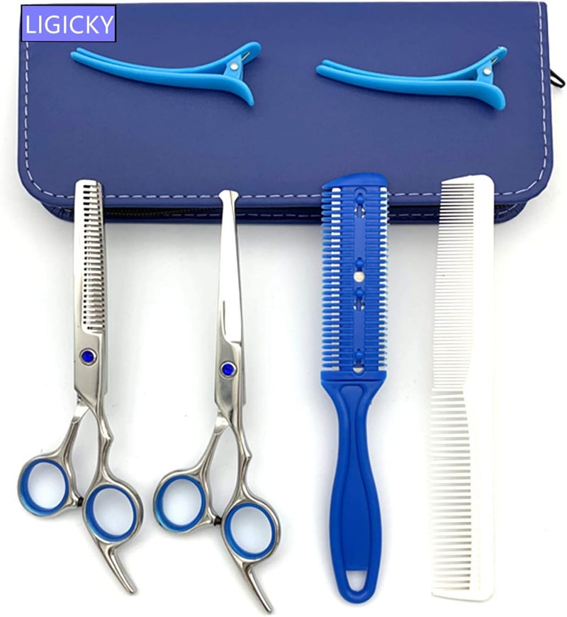 LIGICKY Baby Hair Cutting Scissors Set Professional Safety Round Tip Stainless Steel Hair thinning Shears Bang Hair Scissor for KidsSalonHome