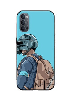 Protective Case Cover For Oppo Reno4 Helmet And In Military Uniform Design Multicolour