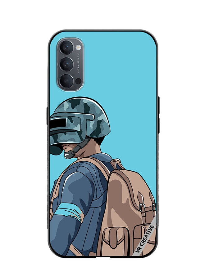 VR CREATIVE - Protective Case Cover For Oppo Reno4 Helmet And In Military Uniform Design Multicolour - Image 1