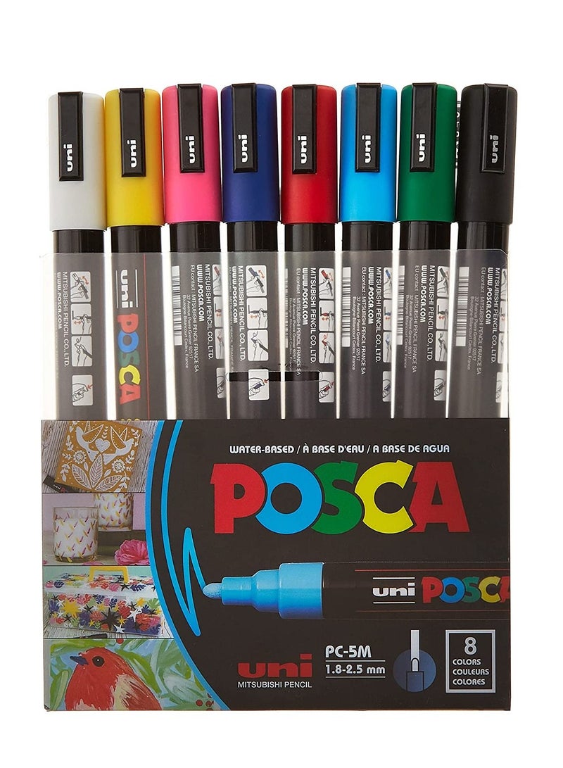 Uniball 8-Piece POSCA Medium Tip Paint Marker Multicolour - Image 3