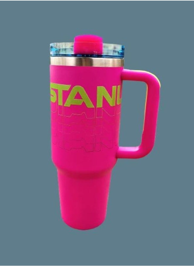 Stanley - Reverb Original 40oz Insulated Stainless Steel Travel Mug – Extra-Large Hydration Cup with Spill-Proof Lid and Reusable Straw, Keeps Drinks Hot or Cold, Perfect for Travel, Office, and Gym in Hot Magenta - Image 1