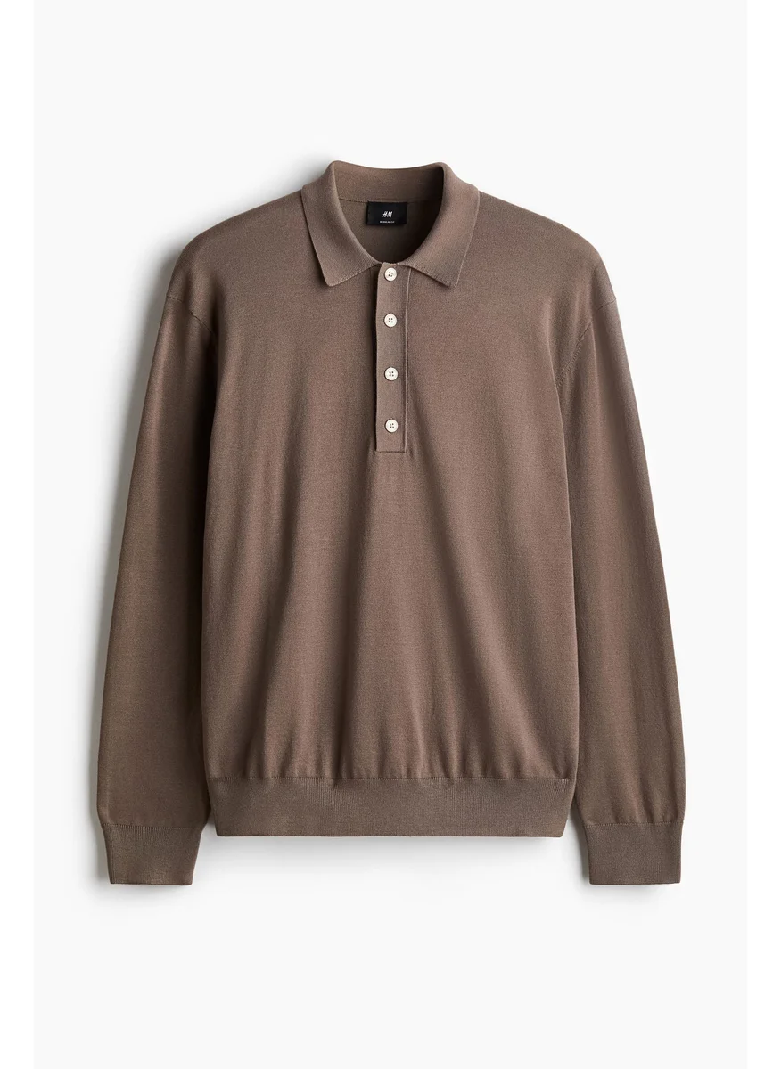 H&M Regular Fit Fine-Knit Polo Shirt